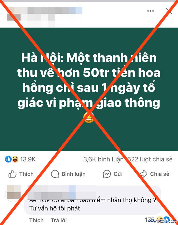 Thông tin 'thanh niên thu hơn 50 triệu đồng sau 1 ngày tố giác vi phạm giao thông' là xuyên tạc - Ảnh 1.